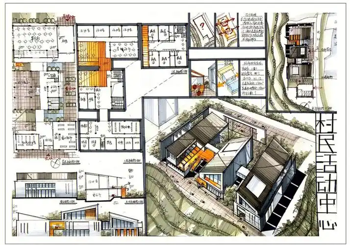 村民活动中心建筑快题分享2