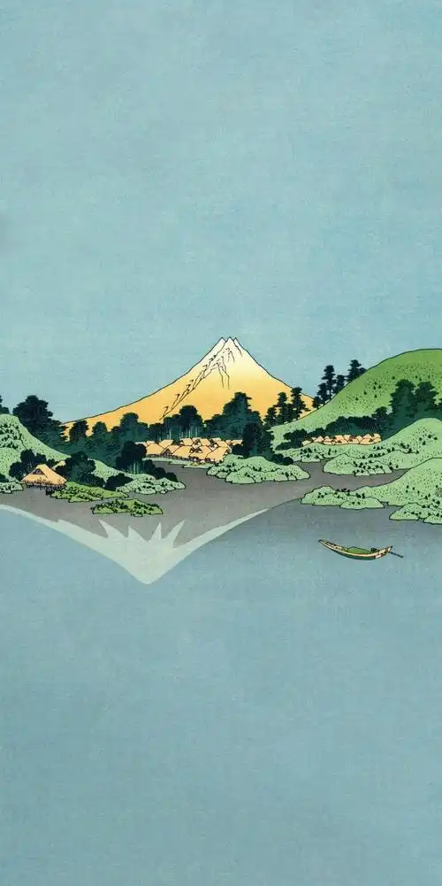 浮世绘风格日式插画手机壁纸