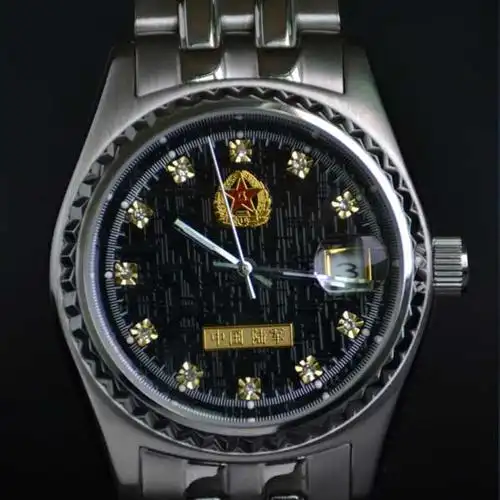 商祺正品军表 中国陆军 8031机械 金色钢带 银色钢带