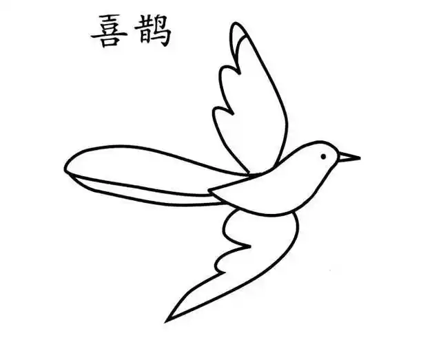 手绘喜鹊简笔画图片喜鹊鸟简笔画图片简单的喜鹊儿童亲子简笔画宝宝