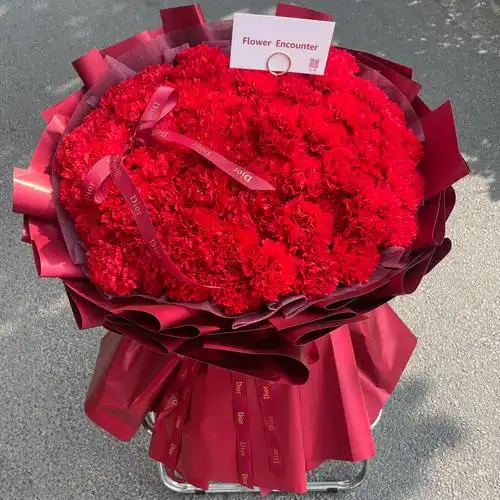 99枝红色康乃馨圆形花束