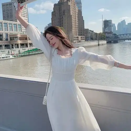 雪纺单件夏季公主裙套头连衣长裙b006通勤h型2023年夏季