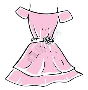 魅力小孩粉色裙子插图白色背景的矢量插画