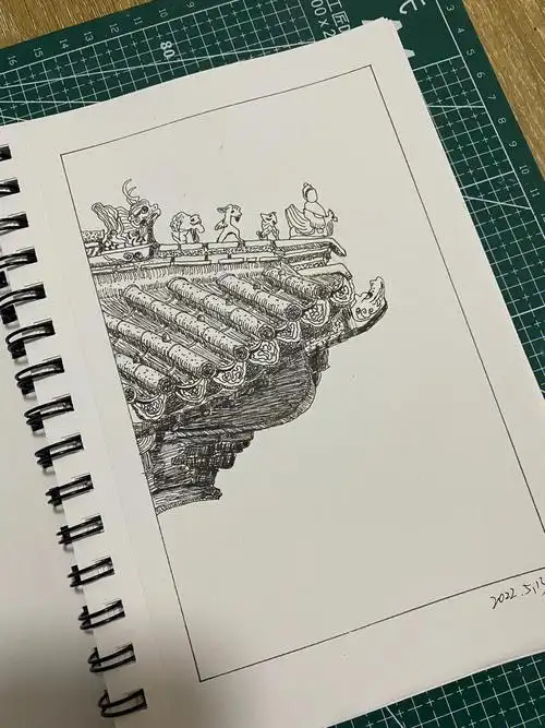 钢笔画故宫一角