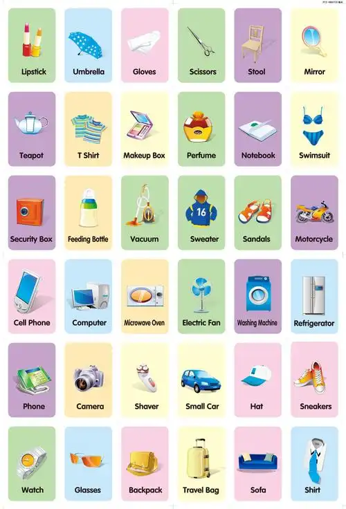 宝宝看图识物水果蔬菜日用品闪卡英语单词识字早教彩色益智卡片