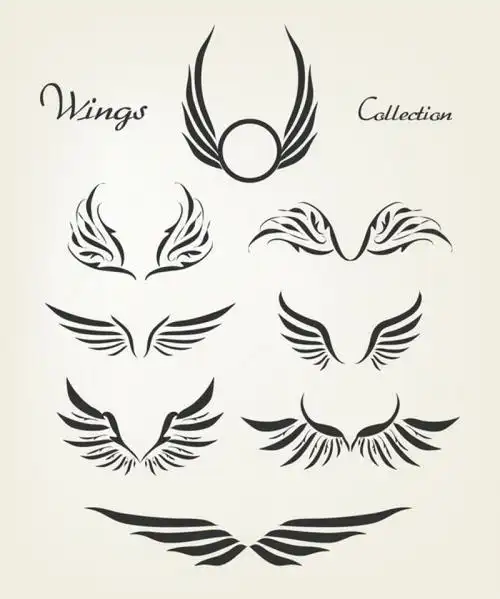 黑色翅膀标志矢量设计