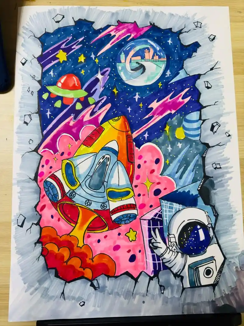 航天绘画 比赛作品,不可临摹.