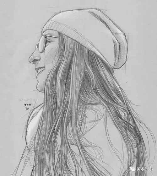 简洁灵动的素描,把少女肖像画出了灵魂!