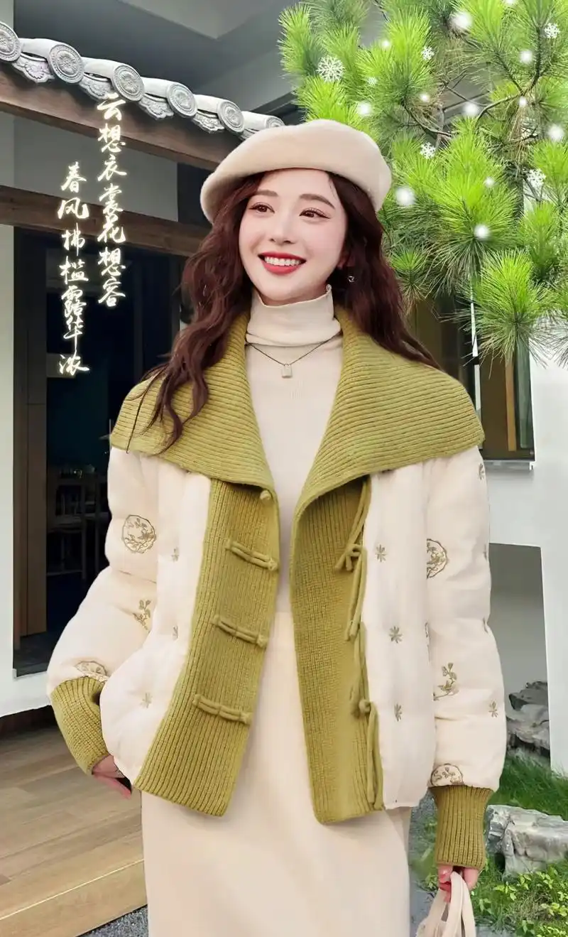 复古盘扣短款羽绒服