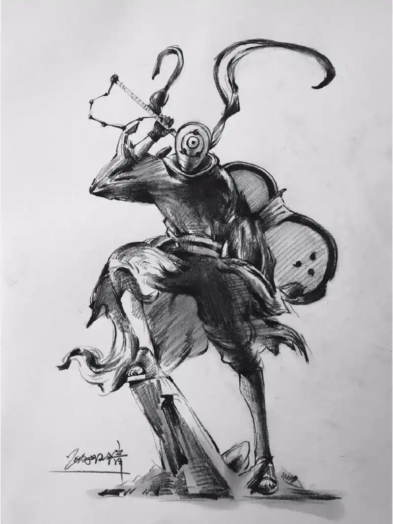 画一张速写宇智波带土 今日画的一张小速写