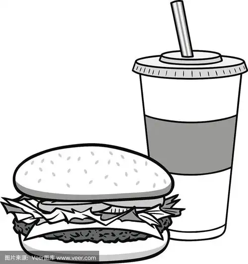 汉堡和饮料插画