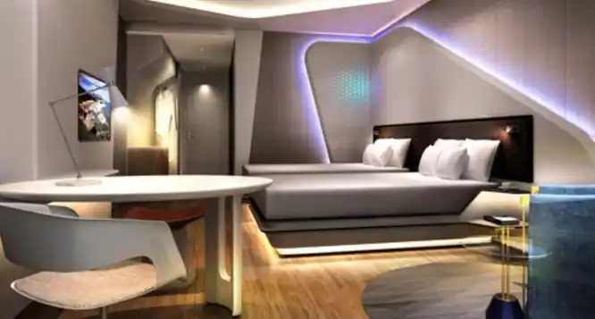 未来酒店科幻的穿越感没有前台自动识别人脸开启相应权限