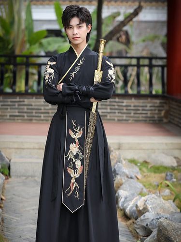 威佐仕汉服男唐朝古风汉服男装帅气古装服装武侠风剑客学生表演服 825