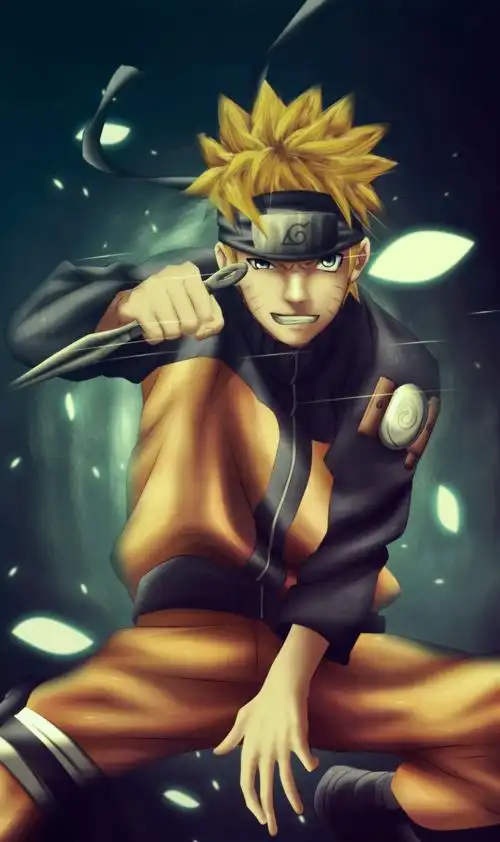 卡通版动漫人物漩涡鸣人可爱比耶手势手机壁纸