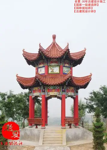 亭子设计施工图纸凉亭效果图四角六角八角亭设计图