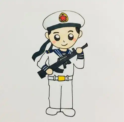 卡通海军简笔画教程彩色海军简笔画怎么画