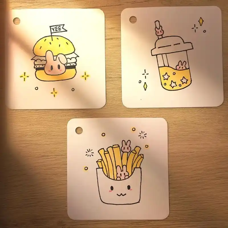 ins风兔兔美食可爱简笔画教程.今日套餐:兔兔快乐堡 兔兔快 - 抖音
