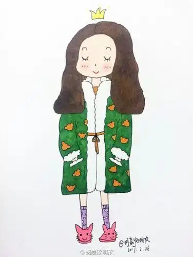 可爱时尚的现代女王大人简笔画教程 带上色步骤 时尚女王怎么画 画法