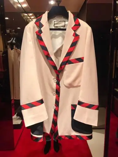 gucci古奇 17秋冬新款 条纹边休闲女士西服外套