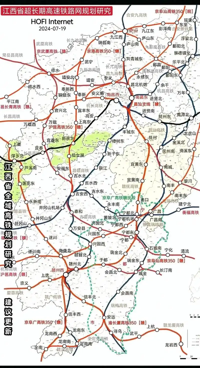 江西省高铁线路超长期规划研究示意图更新建议.