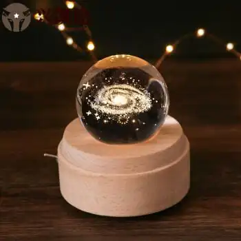定制星空水晶球女生卡农音乐盒旋转八音盒生日礼物男女朋友星空水晶球