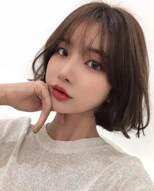 韩系女头短发圆脸发型图片_小红书