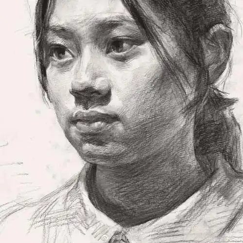 峥峥#素描头像#五官局部系列——女青年#美术生##全民知识节