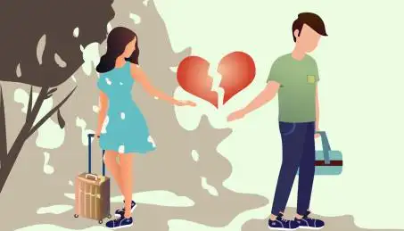 毕业分手拖着行李箱难舍难分的情侣