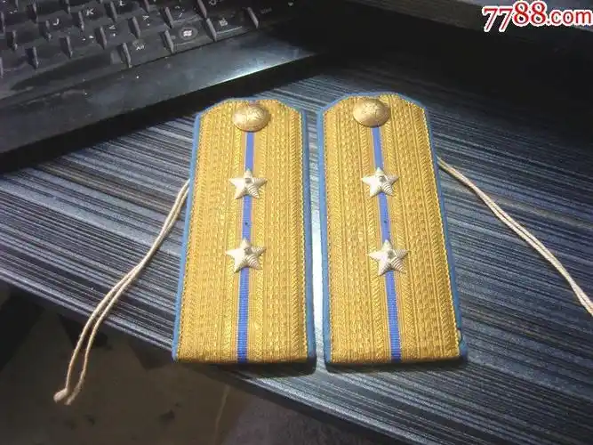 好品55式空军中尉肩章,版面金黄星腿完好