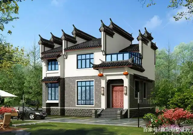 徽派别墅,素净优雅带浓厚文化色彩,建一套成全村标杆