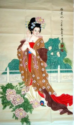 杨贵妃工笔画人物作品图片