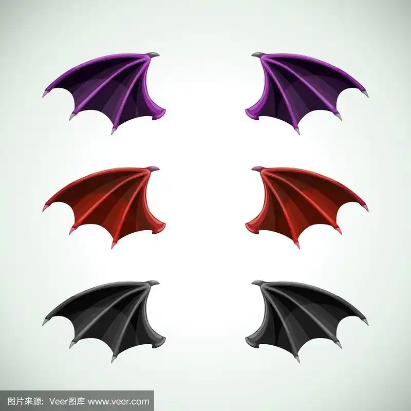 恶魔的翅膀.万圣节装饰,矢量图标