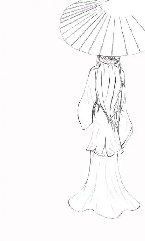 古风背影手绘简笔画古风女子背影素描简笔画教程古风长发女子背影图片