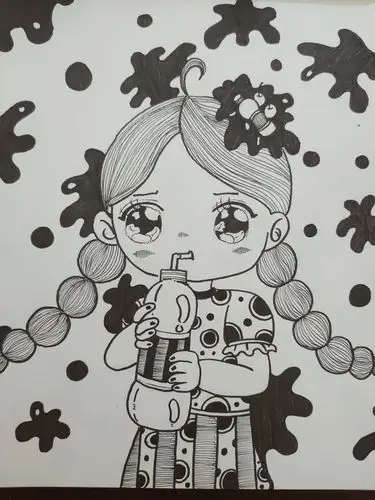 线描画【女孩】