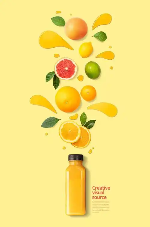 鲜橙果汁广告创意视觉海报设计韩国素材