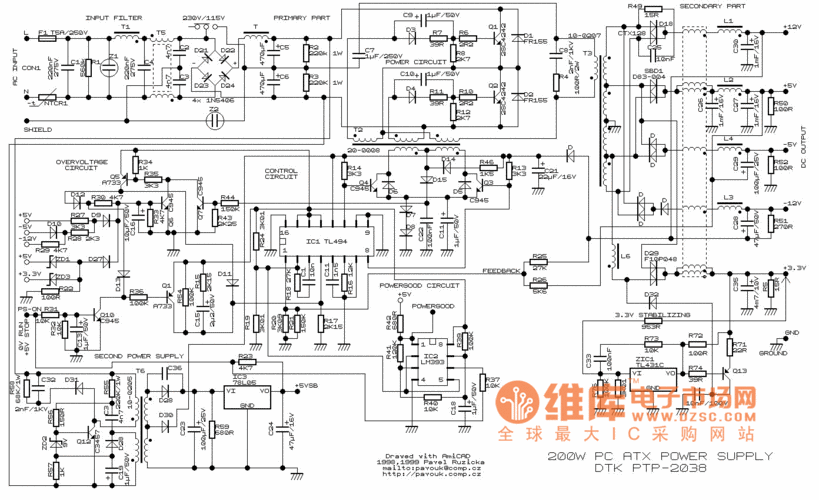 200w atx开关电源电路图