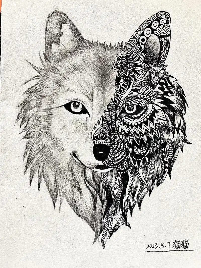 《黑白线描》#临摹 #手绘 #画画 #素描动物 - 抖音