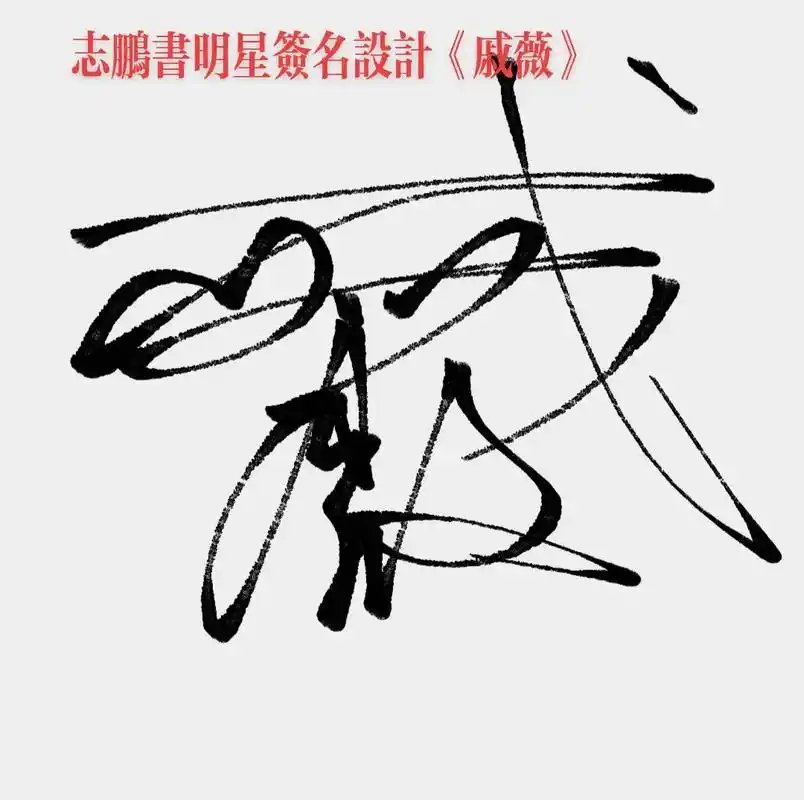 志鹏书画原创行草签名《戚薇》#原创首发 #兔然暴富 #这画是 - 抖音