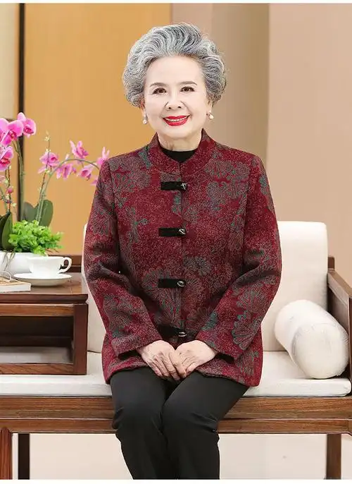 高品质奶奶装春秋外套607080岁中老年人春装女上衣妈妈装唐装老人衣服