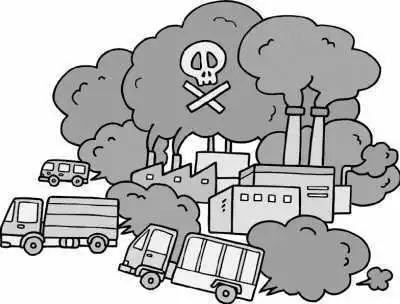 汽车尾气污染环境简笔画