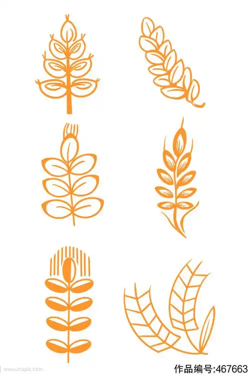 手绘线条麦穗插画设计元素模板下载-编号467663-众图网