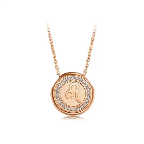 手拉手slaso18k玫瑰金锁骨链女款镶钻石吊坠项链十二星座套链狮子座含