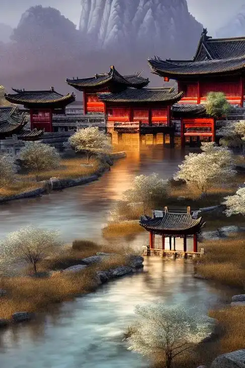 原创中国风园林壁纸.云阔烟深树,江澄水浴秋. 美人何处在,明 - 抖音