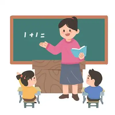 手绘卡通教师在黑板前教学免扣元素学校校园老师元素