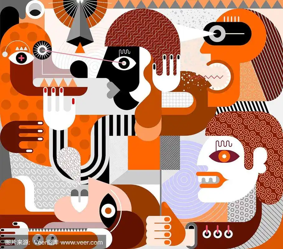 people and a big dog vector illustration