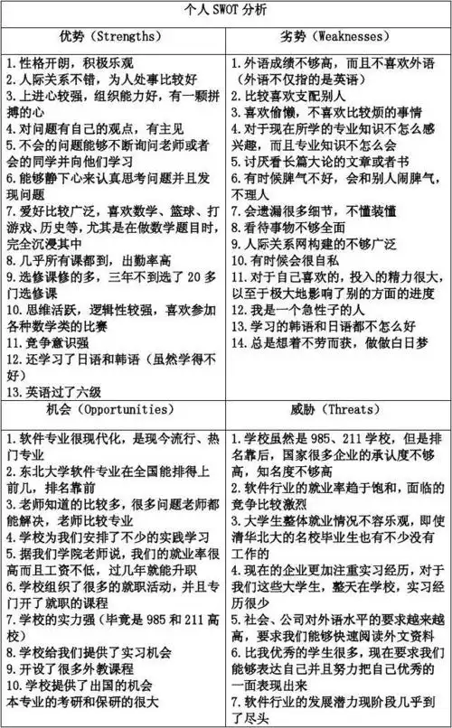 个人swot分析
