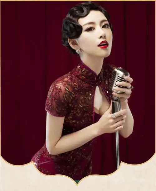 上海滩民国风旗袍演出水波纹刘海片古装假发复古手推波纹刘海