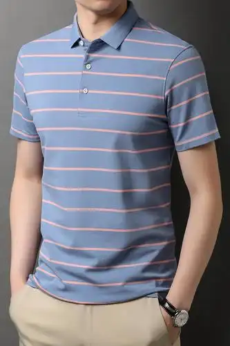 爸爸短袖t恤男夏装polo打底衫中年男士上衣夏季qlm88123p75