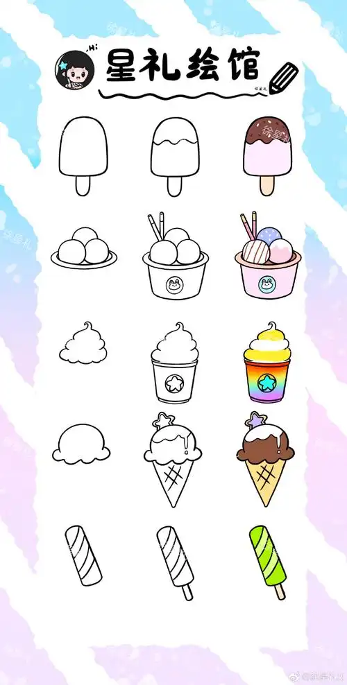 夏日冰淇淋简笔画90909795#星礼绘馆##简笔画教程