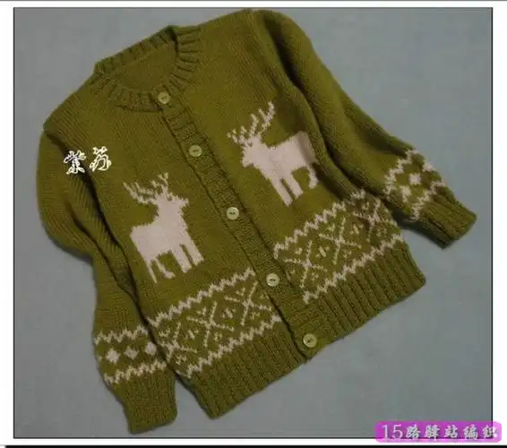 儿童麋鹿图案的提花开衫有图案图解
